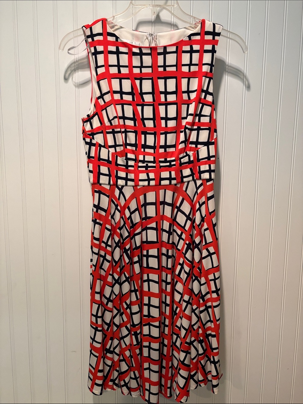 Donna Morgan Fit and Flare Geometric Plaid Sleeveless Dress Size 6